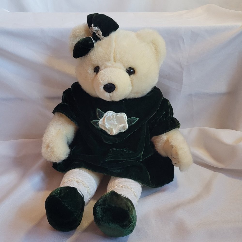 MTY International 22" Teddy Bear Green Velvet Dress Plush Stuffed Animal Toy